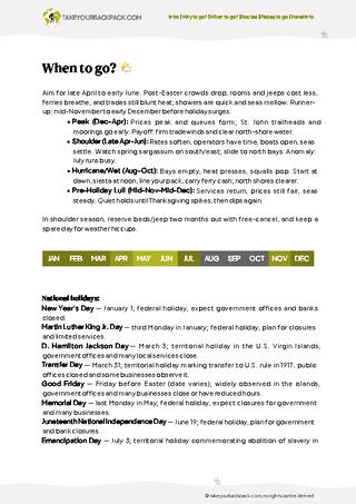 example page 1 from our offline Travel Guide for United States Virgin Islands